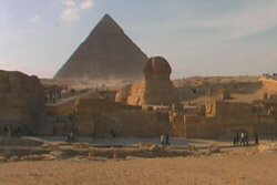 Sphinx and great pyramid at Ghiza